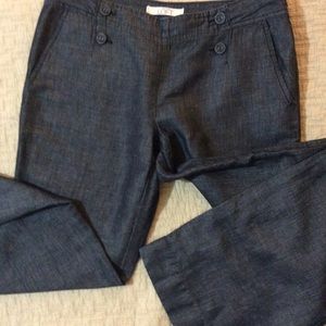 Wide leg, dark, blue jeans